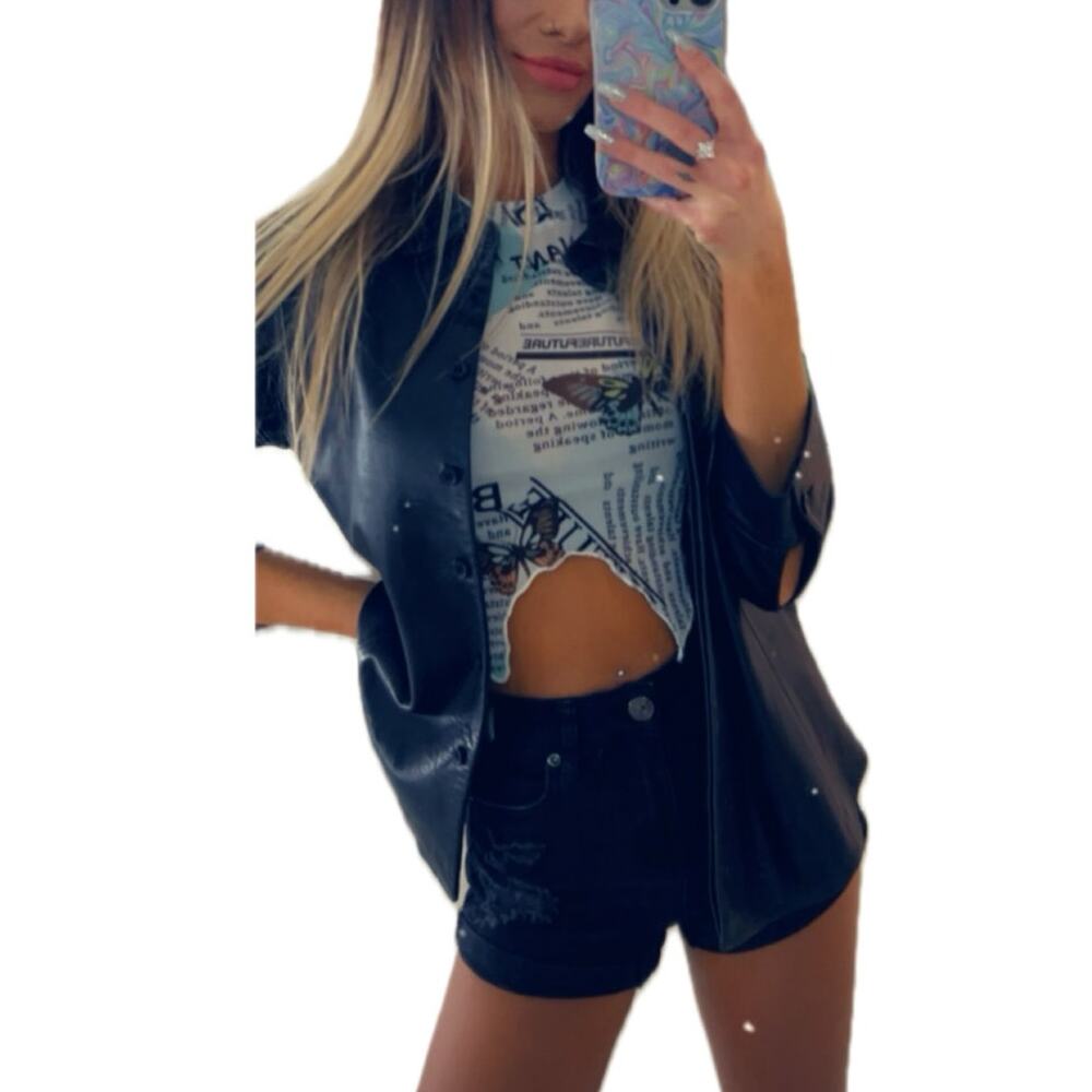 Butterfly Mesh Cropped Top - Picture 6 of 7